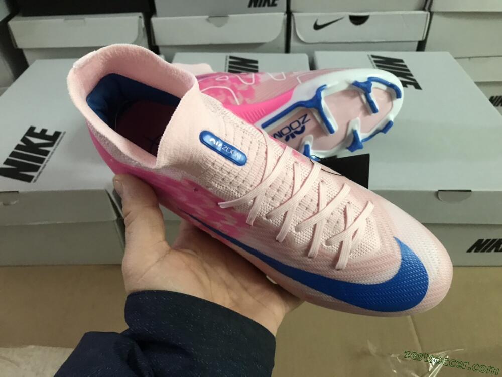 Nike Air Zoom Mercurial Superfly 9 Elite FG High-Tops Soccer Cleats - Pink/Blue/White