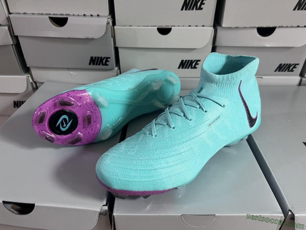 Nike Phantom Luna Elite FG High-Tops Soccer Cleats - Blue/Black/Purple