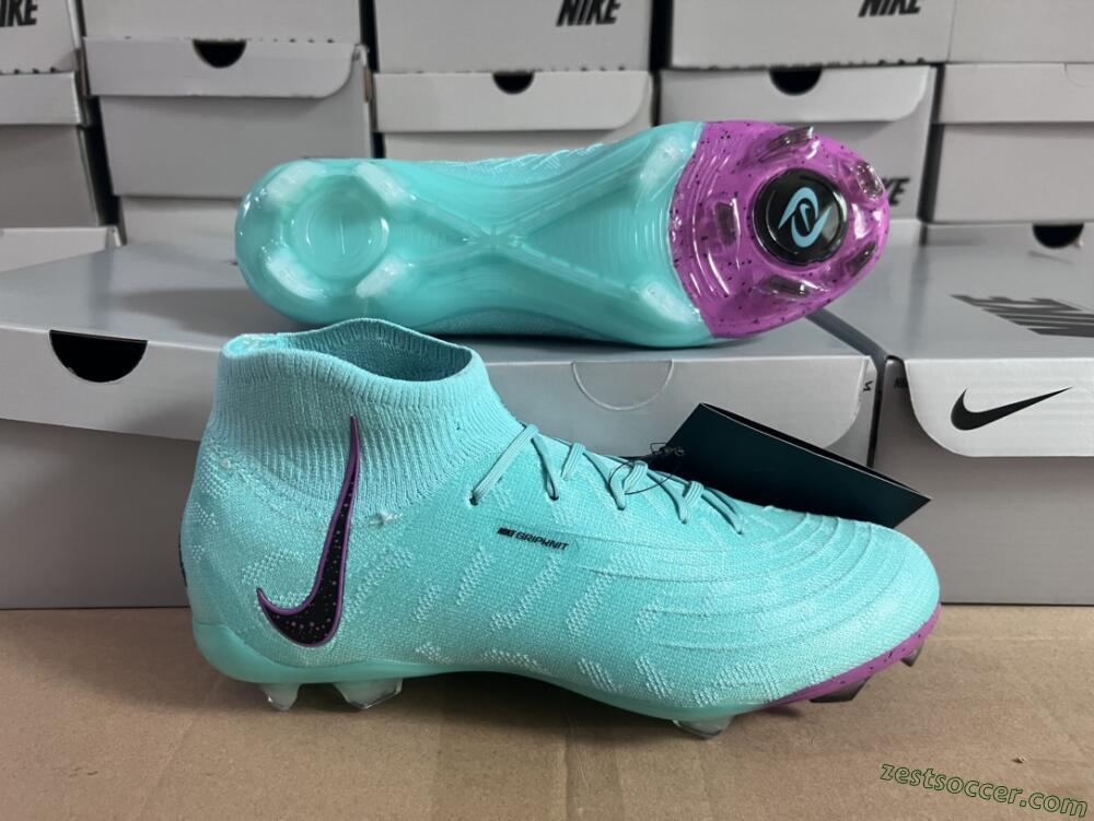 Nike Phantom Luna Elite FG High-Tops Soccer Cleats - Blue/Black/Purple