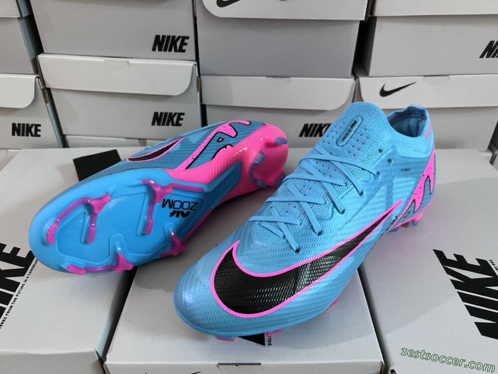 Nike Air Zoom Mercurial Vapor 15 Elite FG Low-Tops Soccer Cleats - Blue/Pink/Black
