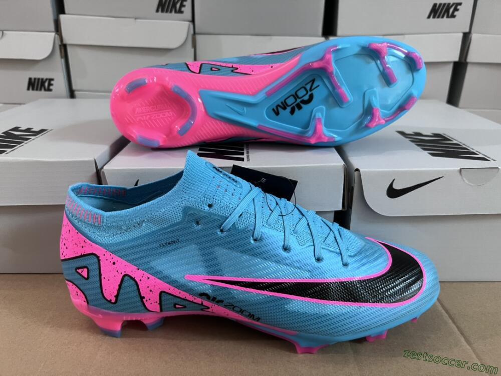 Nike Air Zoom Mercurial Vapor 15 Elite FG Low-Tops Soccer Cleats - Blue/Pink/Black