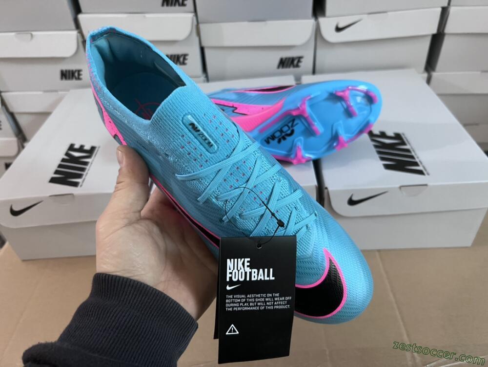 Nike Air Zoom Mercurial Vapor 15 Elite FG Low-Tops Soccer Cleats - Blue/Pink/Black