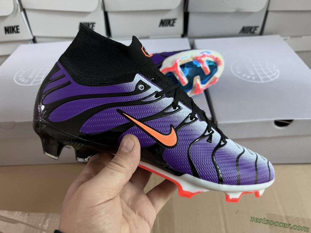 Nike Air Zoom Mercurial Superfly 9 Elite FG High-Tops Soccer Cleats - Purple/Black/Orange/Gold