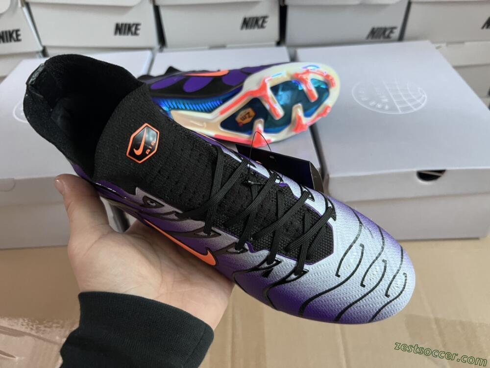 Nike Air Zoom Mercurial Superfly 9 Elite FG High-Tops Soccer Cleats - Purple/Black/Orange/Gold