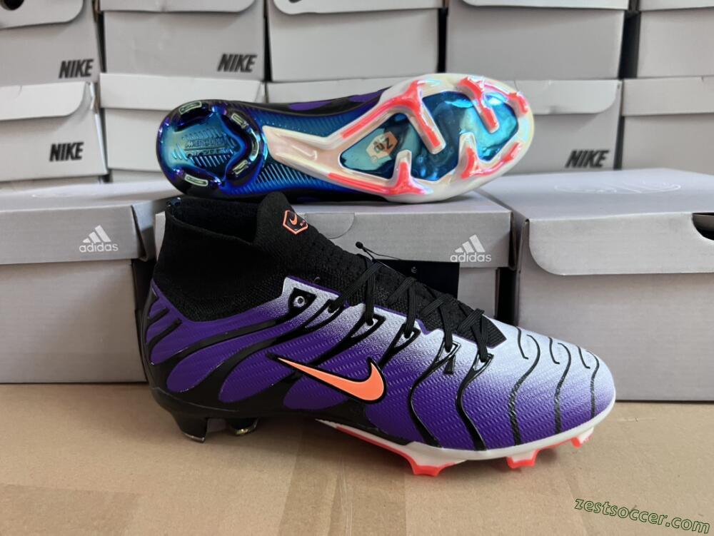 Nike Air Zoom Mercurial Superfly 9 Elite FG High-Tops Soccer Cleats - Purple/Black/Orange/Gold