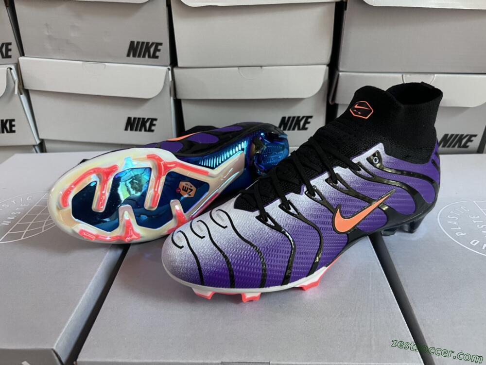Nike Air Zoom Mercurial Superfly 9 Elite FG High-Tops Soccer Cleats - Purple/Black/Orange/Gold