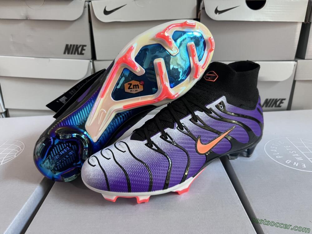 Nike Air Zoom Mercurial Superfly 9 Elite FG High-Tops Soccer Cleats - Purple/Black/Orange/Gold