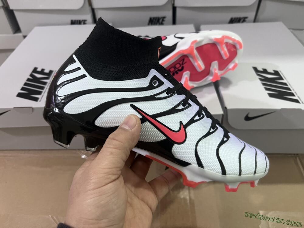Nike Air Zoom Mercurial Superfly 9 Elite FG High-Tops Soccer Cleats - White/Black/Red