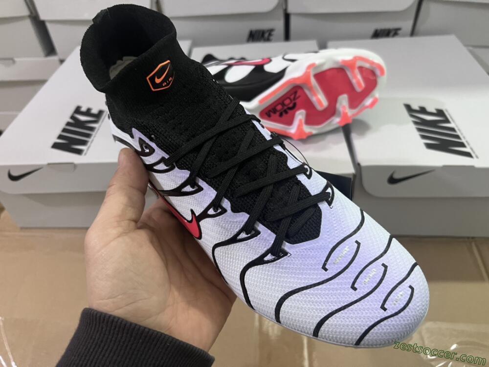 Nike Air Zoom Mercurial Superfly 9 Elite FG High-Tops Soccer Cleats - White/Black/Red