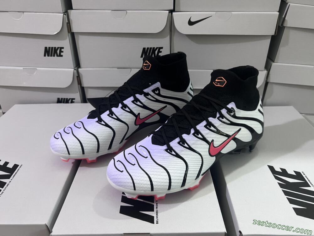 Nike Air Zoom Mercurial Superfly 9 Elite FG High-Tops Soccer Cleats - White/Black/Red