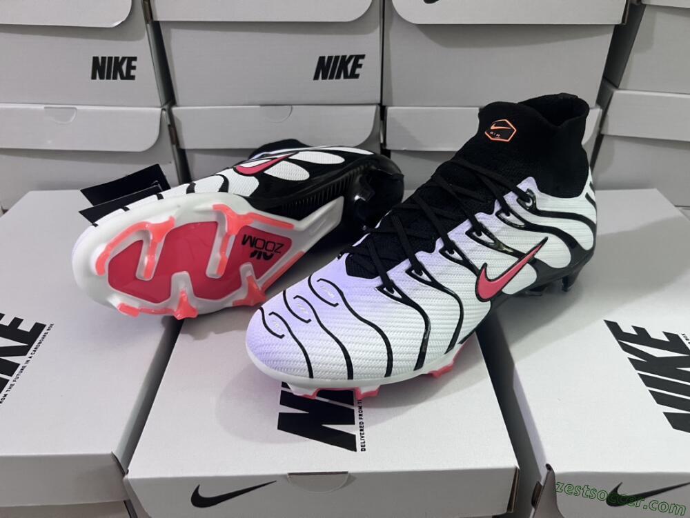 Nike Air Zoom Mercurial Superfly 9 Elite FG High-Tops Soccer Cleats - White/Black/Red
