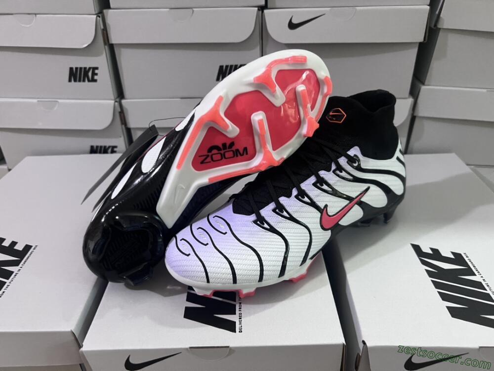 Nike Air Zoom Mercurial Superfly 9 Elite FG High-Tops Soccer Cleats - White/Black/Red