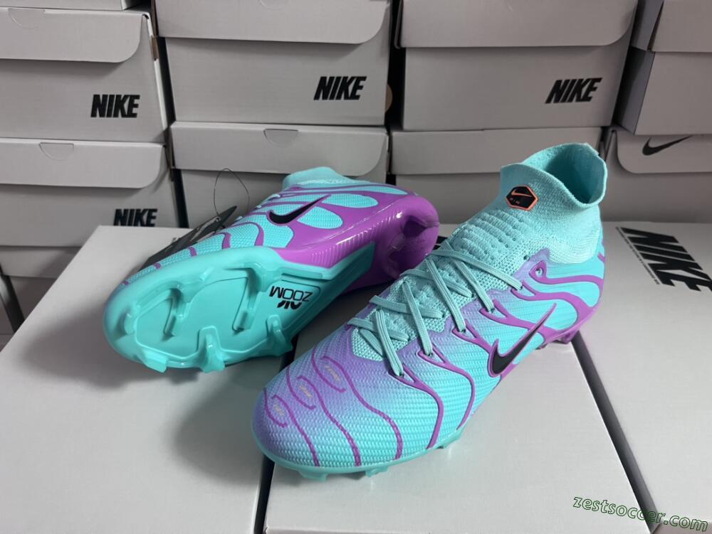 Nike Air Zoom Mercurial Superfly 9 Elite FG High-Tops Soccer Cleats - Jade/Purple/Black