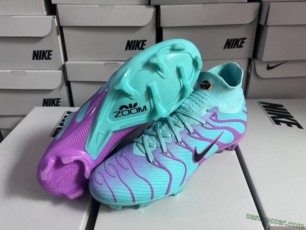 Nike Air Zoom Mercurial Superfly 9 Elite FG High-Tops Soccer Cleats - Jade/Purple/Black