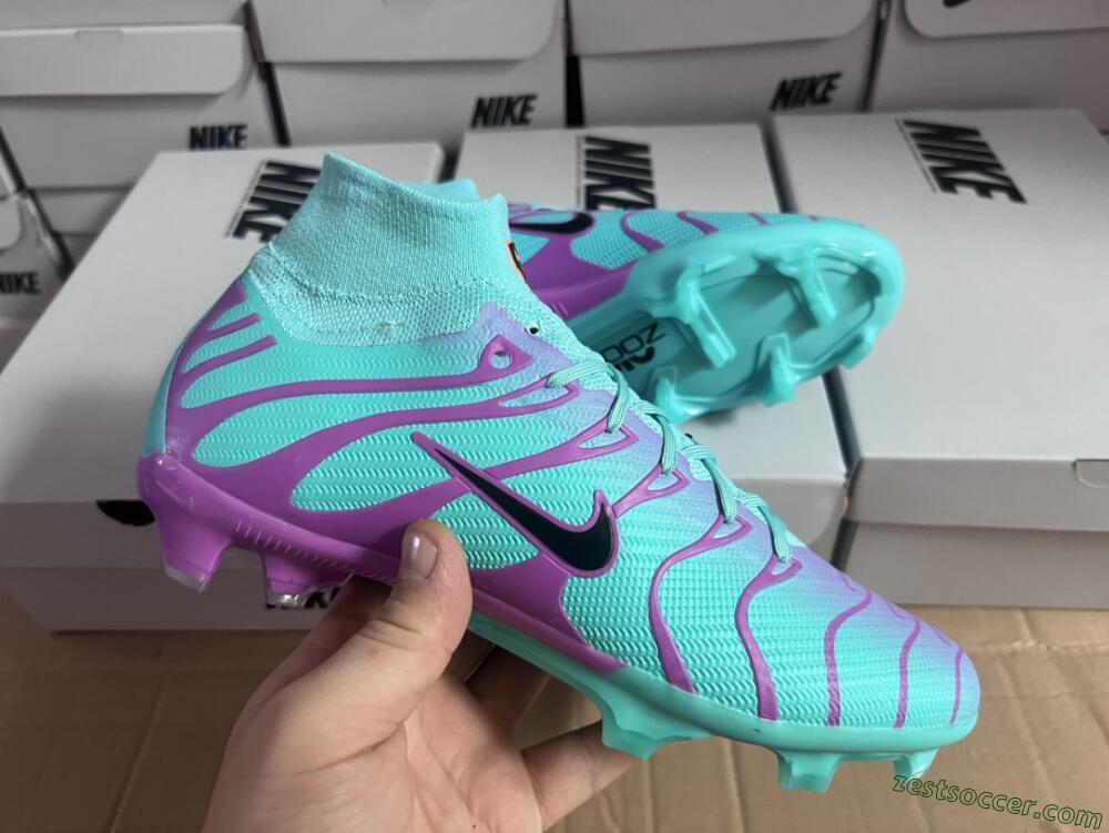 Nike Air Zoom Mercurial Superfly 9 Elite FG High-Tops Soccer Cleats - Jade/Purple/Black