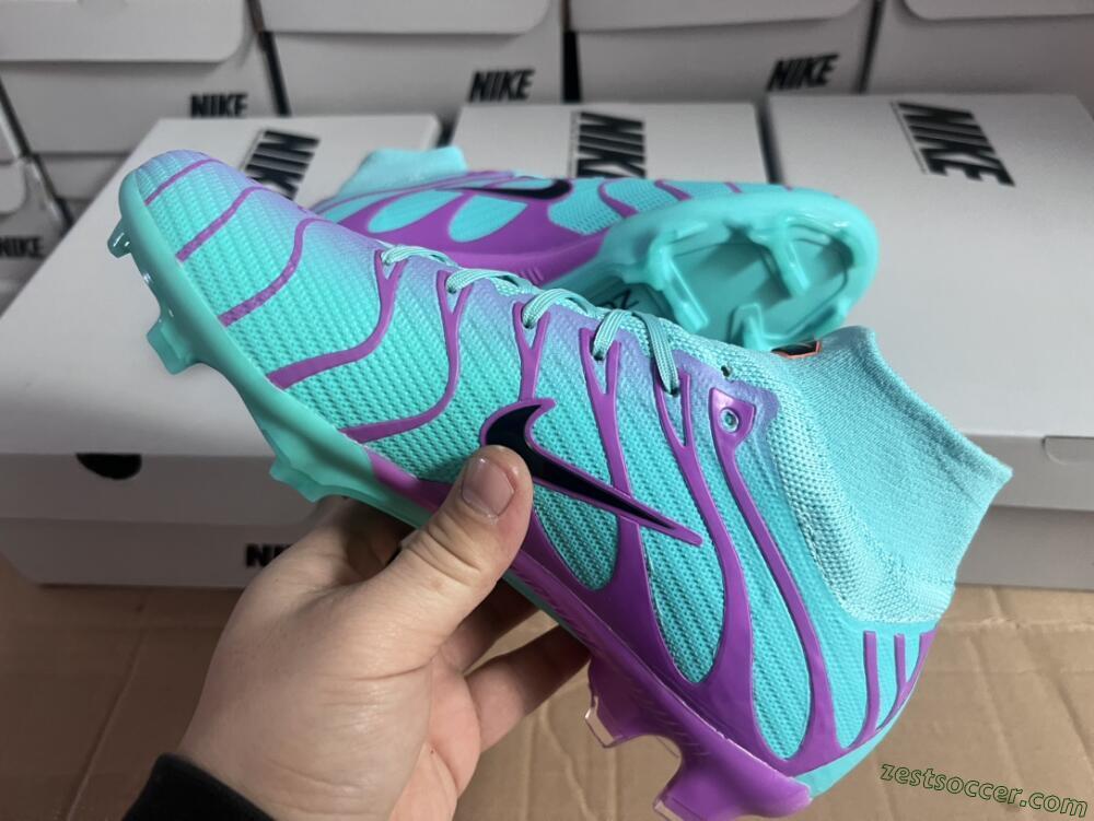 Nike Air Zoom Mercurial Superfly 9 Elite FG High-Tops Soccer Cleats - Jade/Purple/Black