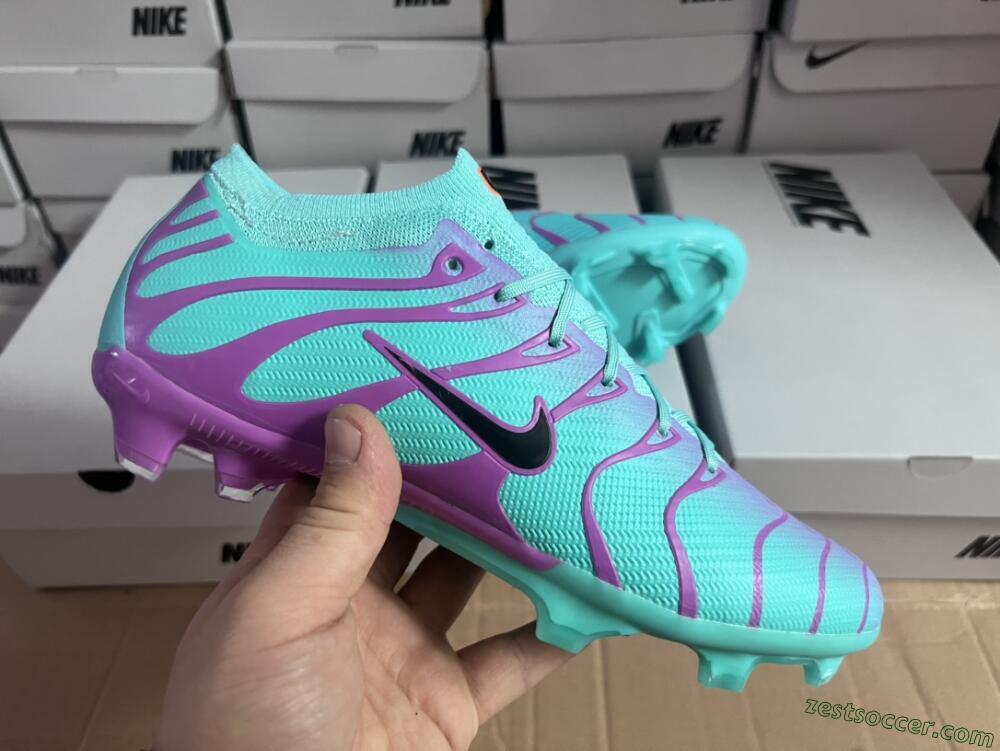 Nike Air Zoom Mercurial Vapor 15 Elite FG Low-Tops Soccer Cleats - Jade/Purple/Black