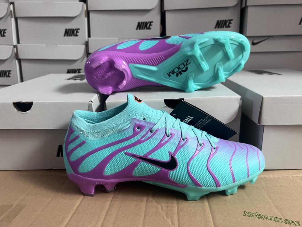 Nike Air Zoom Mercurial Vapor 15 Elite FG Low-Tops Soccer Cleats - Jade/Purple/Black
