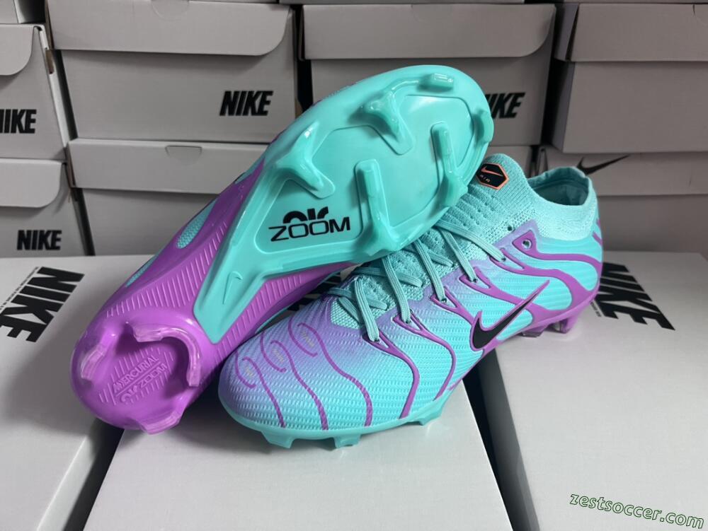 Nike Air Zoom Mercurial Vapor 15 Elite FG Low-Tops Soccer Cleats - Jade/Purple/Black