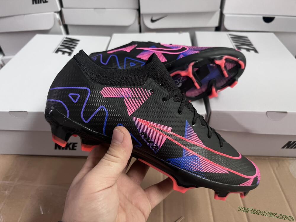 Nike Air Zoom Mercurial Vapor 15 Elite FG Low-Tops Soccer Cleats - Black/Purple/Pink