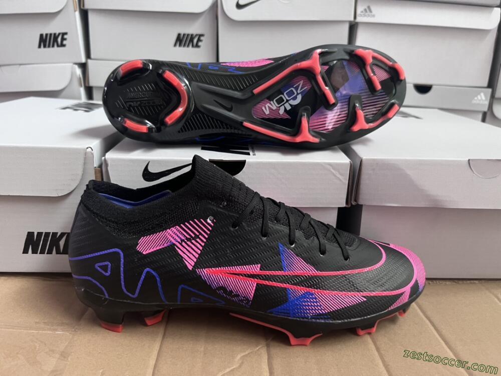 Nike Air Zoom Mercurial Vapor 15 Elite FG Low-Tops Soccer Cleats - Black/Purple/Pink