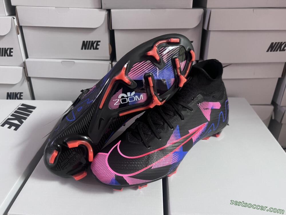 Nike Air Zoom Mercurial Superfly 9 Elite FG High-Tops Soccer Cleats - Black/Purple/Pink