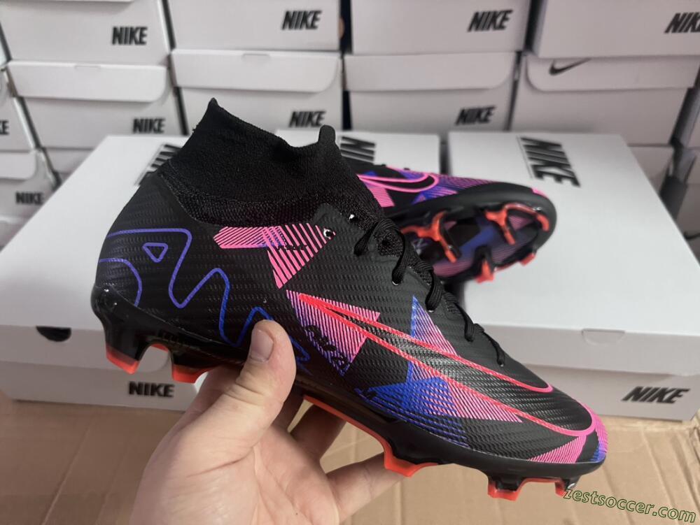 Nike Air Zoom Mercurial Superfly 9 Elite FG High-Tops Soccer Cleats - Black/Purple/Pink