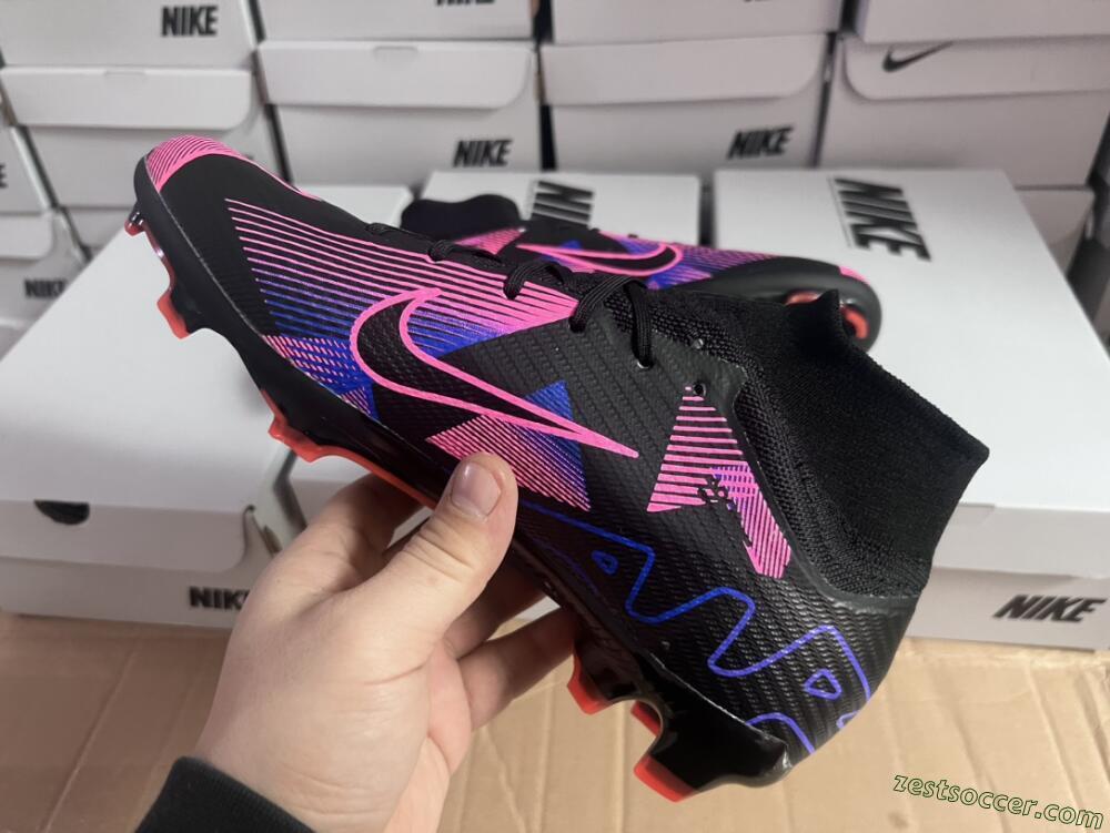 Nike Air Zoom Mercurial Superfly 9 Elite FG High-Tops Soccer Cleats - Black/Purple/Pink