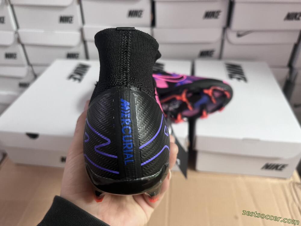 Nike Air Zoom Mercurial Superfly 9 Elite FG High-Tops Soccer Cleats - Black/Purple/Pink
