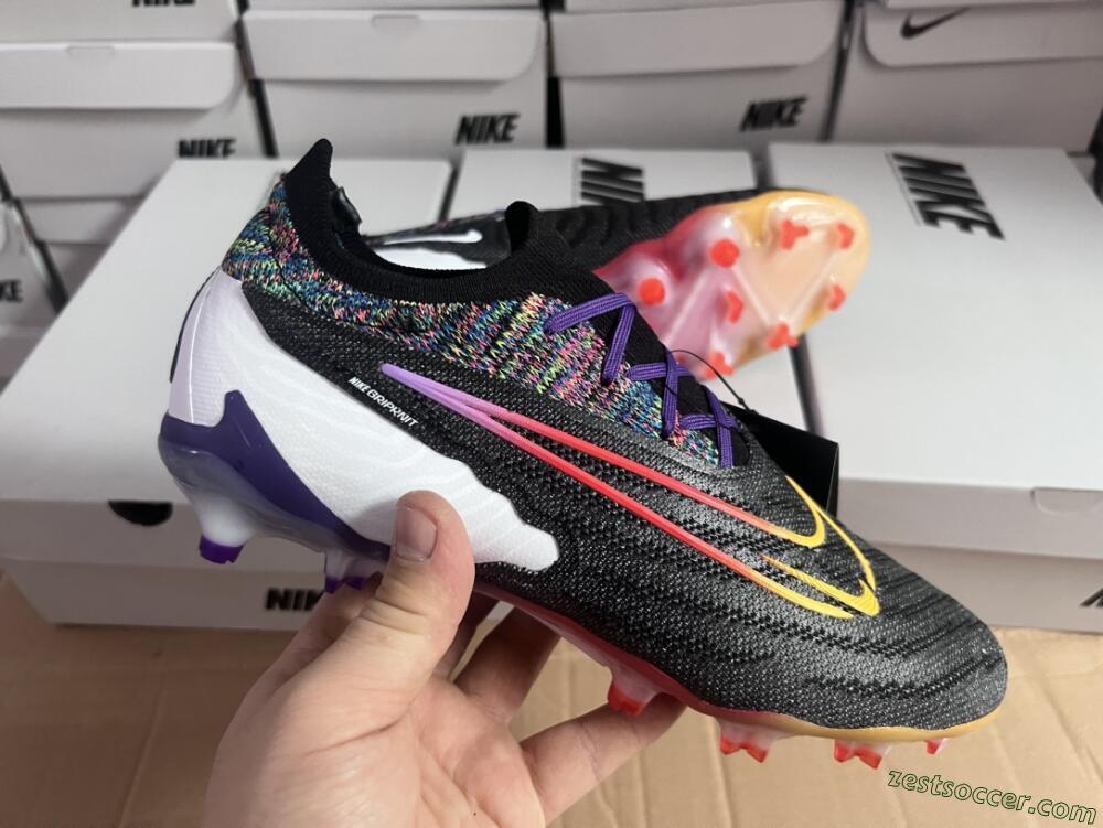 Nike Phantom GX Elite FG Low-Tops Soccer Cleats - Black/Purple/Rainbow