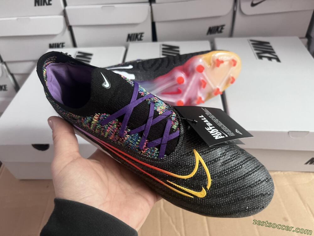 Nike Phantom GX Elite FG Low-Tops Soccer Cleats - Black/Purple/Rainbow