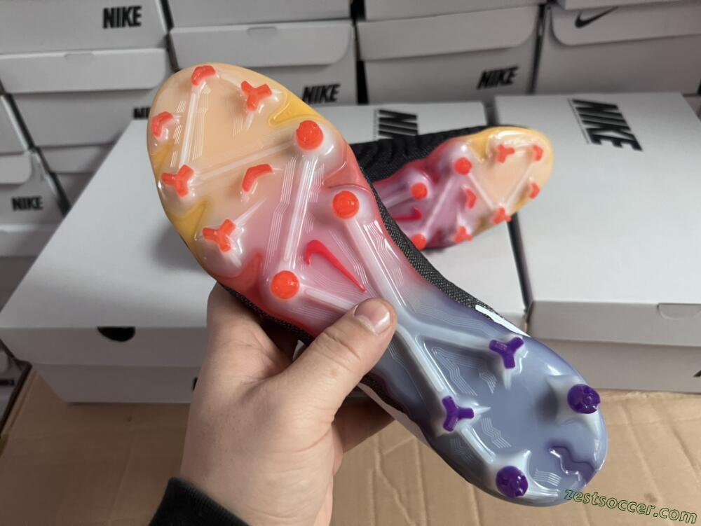 Nike Phantom GX Elite FG Low-Tops Soccer Cleats - Black/Purple/Rainbow