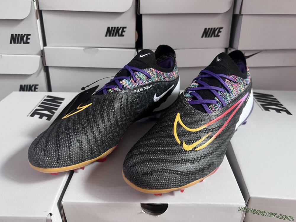 Nike Phantom GX Elite FG Low-Tops Soccer Cleats - Black/Purple/Rainbow