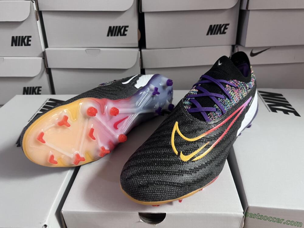 Nike Phantom GX Elite FG Low-Tops Soccer Cleats - Black/Purple/Rainbow