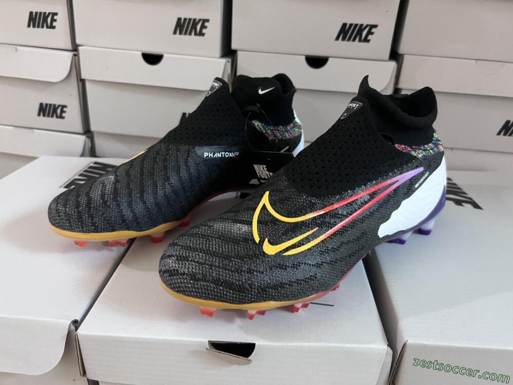 Nike Phantom GX Elite FG High-Tops Soccer Cleats - Black/Yellow/Orange/Purple
