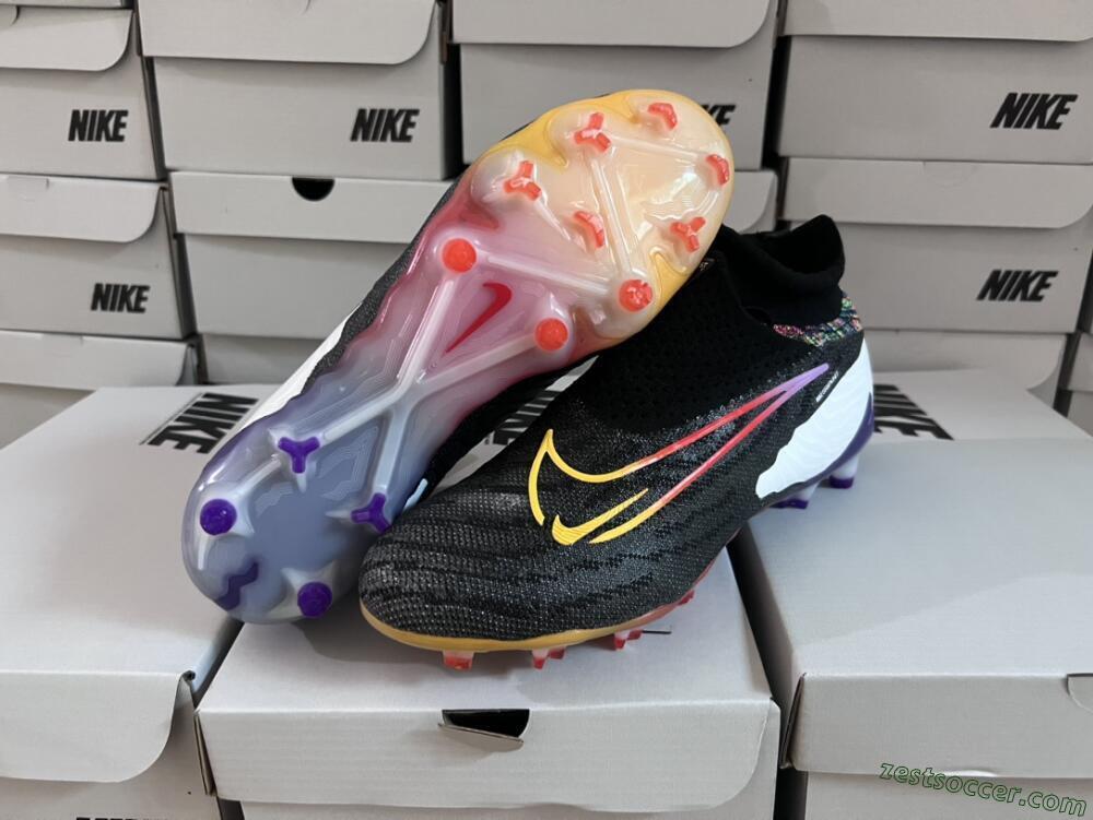 Nike Phantom GX Elite FG High-Tops Soccer Cleats - Black/Yellow/Orange/Purple