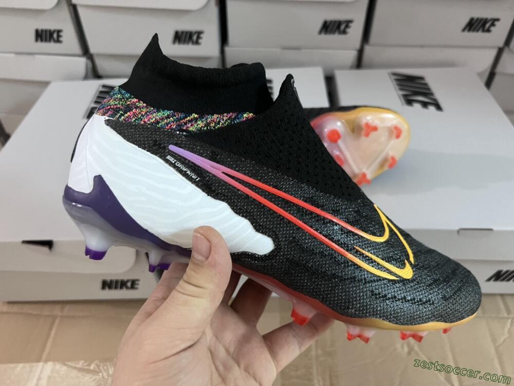 Nike Phantom GX Elite FG High-Tops Soccer Cleats - Black/Yellow/Orange/Purple