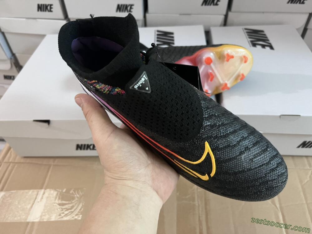 Nike Phantom GX Elite FG High-Tops Soccer Cleats - Black/Yellow/Orange/Purple