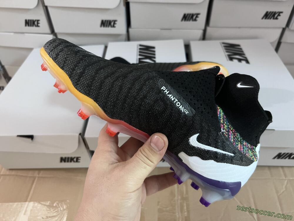 Nike Phantom GX Elite FG High-Tops Soccer Cleats - Black/Yellow/Orange/Purple