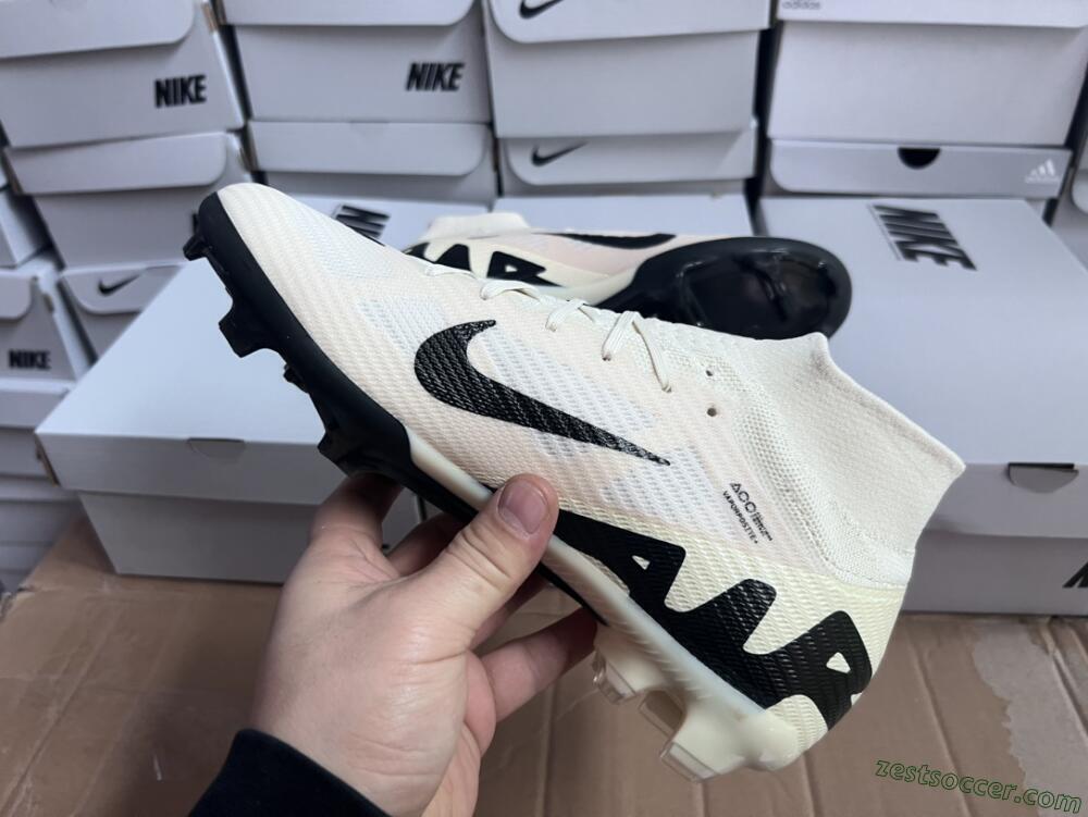 Nike Air Zoom Mercurial Superfly 9 Elite FG High-Tops Soccer Cleats - Beige/Black