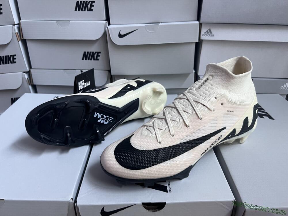 Nike Air Zoom Mercurial Superfly 9 Elite FG High-Tops Soccer Cleats - Beige/Black
