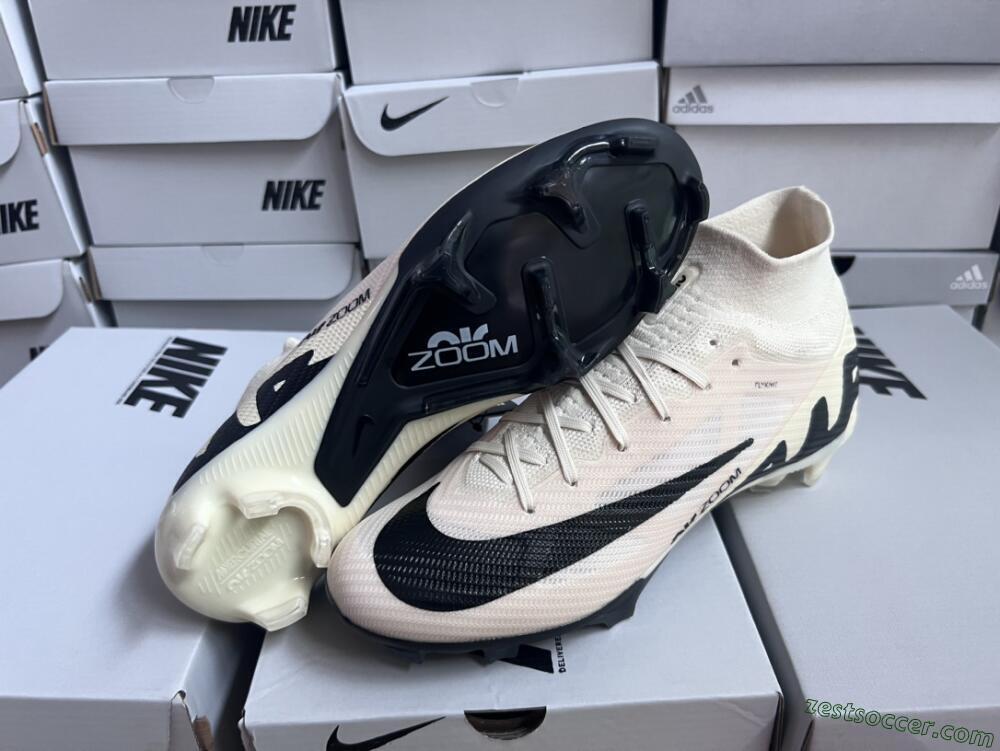 Nike Air Zoom Mercurial Superfly 9 Elite FG High-Tops Soccer Cleats - Beige/Black