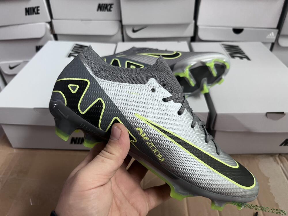 Nike Air Zoom Mercurial Vapor 15 Elite FG Low-Tops Soccer Cleats - Silver/Black/Yellow