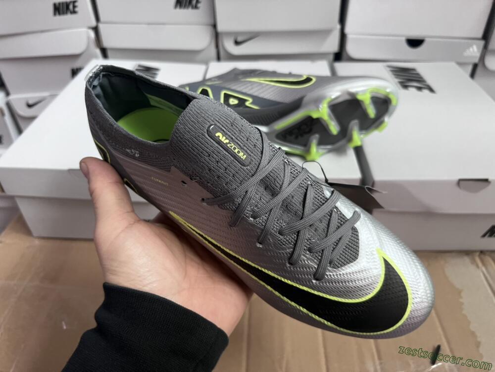 Nike Air Zoom Mercurial Vapor 15 Elite FG Low-Tops Soccer Cleats - Silver/Black/Yellow