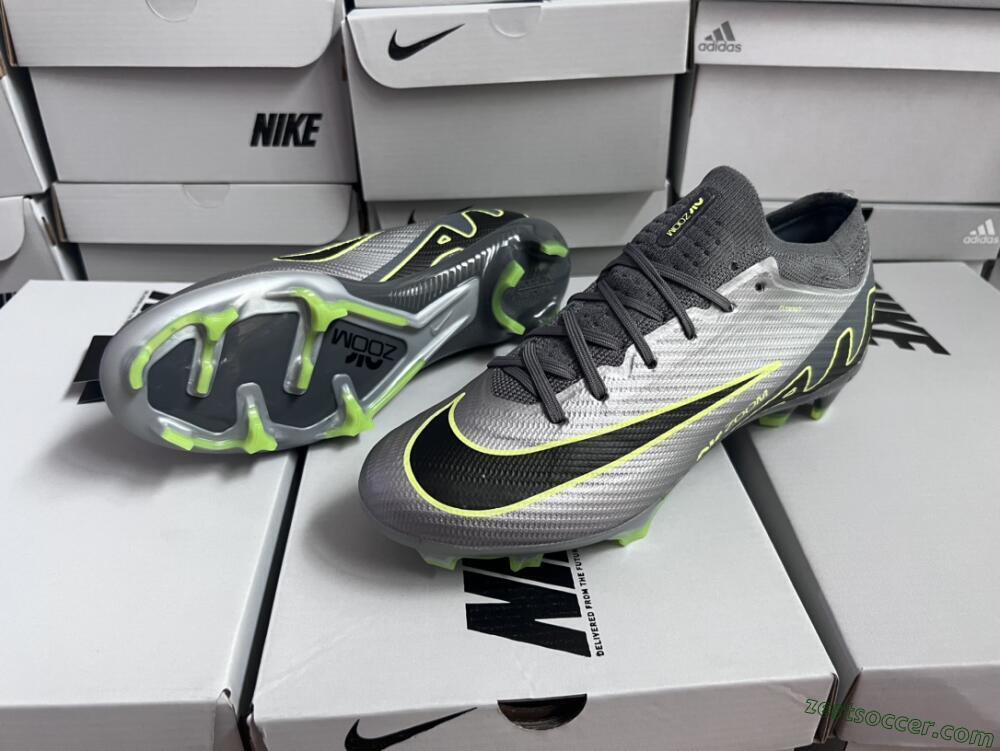 Nike Air Zoom Mercurial Vapor 15 Elite FG Low-Tops Soccer Cleats - Silver/Black/Yellow