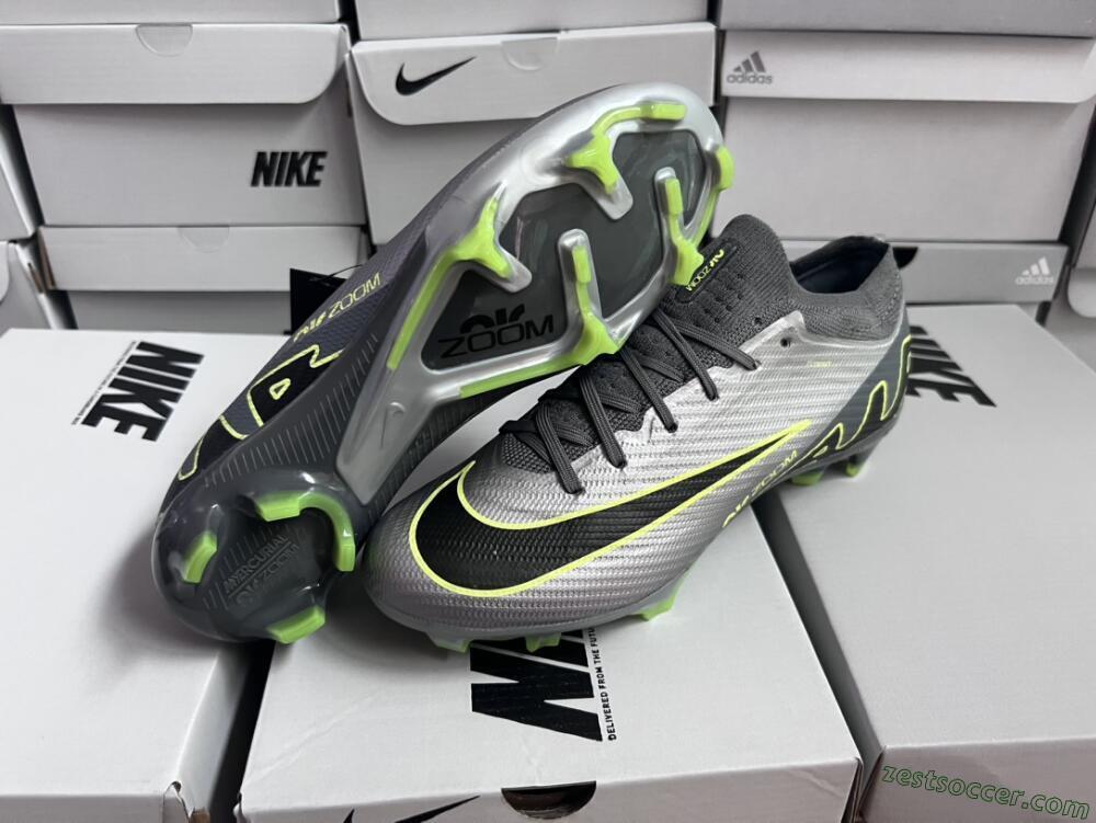 Nike Air Zoom Mercurial Vapor 15 Elite FG Low-Tops Soccer Cleats - Silver/Black/Yellow
