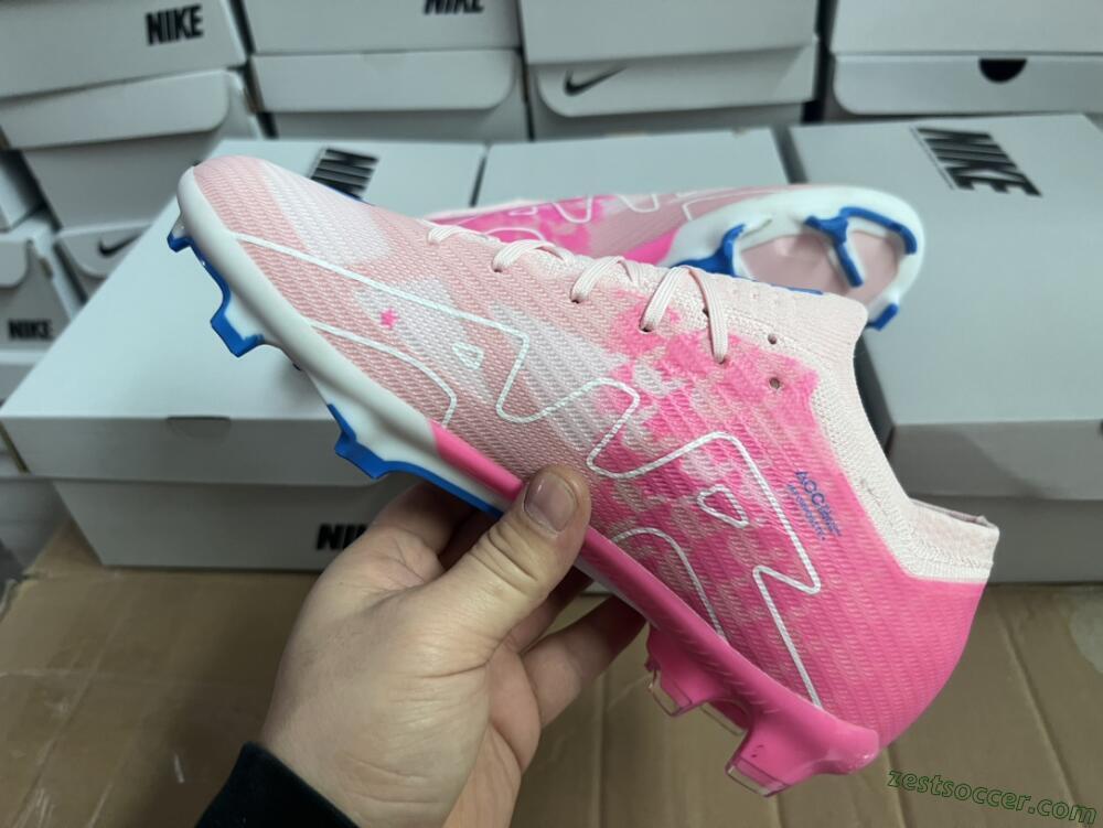 Nike Air Zoom Mercurial Vapor 15 Elite FG Low-Tops Soccer Cleats - Beige/Pink/Blue