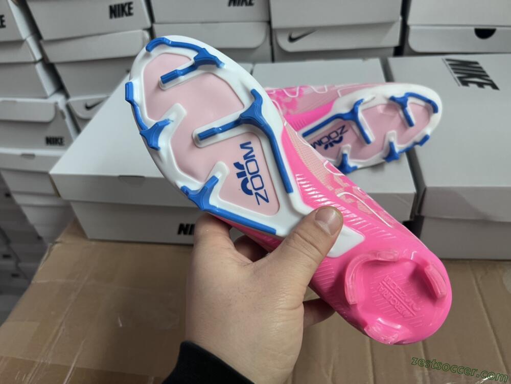 Nike Air Zoom Mercurial Vapor 15 Elite FG Low-Tops Soccer Cleats - Beige/Pink/Blue