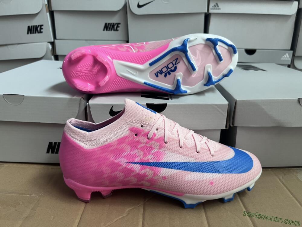 Nike Air Zoom Mercurial Vapor 15 Elite FG Low-Tops Soccer Cleats - Beige/Pink/Blue