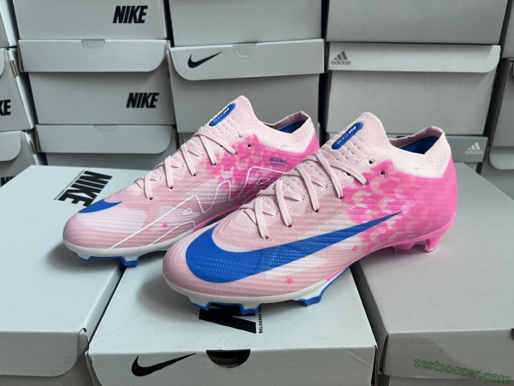 Nike Air Zoom Mercurial Vapor 15 Elite FG Low-Tops Soccer Cleats - Beige/Pink/Blue